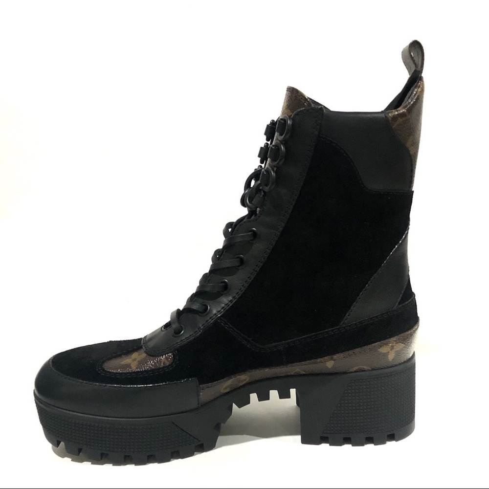 Authentic Louis Vuitton Laureate Leather Moto Combat Military Boots Booties 38 - Picture 7 of 15